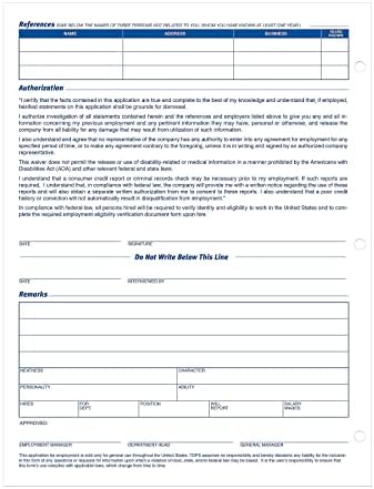 Adams TOPS 8 1/2 x 11 Inch Employee Application 50 Sheet Pads, 2 Pack (32851)