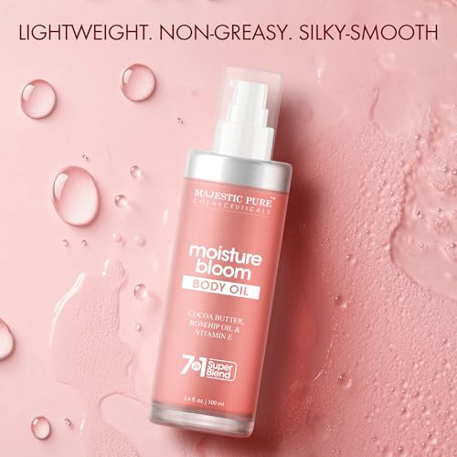 Majestic Pure Moisture Bloom Body Oil | 100% Pure & Natural | Repair Dry, Damaged Skin | Moisturizing Skin | Deep Moisturizing Formula | 3.4 Fl Oz