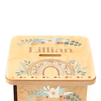 Wooden Piggy Bank for Kids and Adults, Personalized Gift Handmade in USA by BloomOwl, Custom Piggy Bank, Personalized Banks for Kids, Gifts for Baby Boys and Girls (Rainbow- Boho Floral)