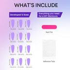 3D Flower Press on Nails 3D Curve Line False Nails French Tips Gel Glue on Long Stiletto Nails Glossy Blue French Tips Acrylic Fake Nails Pearls Stick on Nails for Coquette Women 24 Pcs