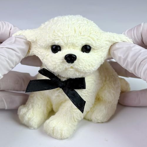 Handmade Big Taba Squishy Dog Toy, Taba Squishy Teddy Dog Toy, Cute Squishy Poodle,Realistic Puppy Toy, Silicone Mochi Fidget Pup, Stress Relief Gift for Adults & Kids (White - XL)