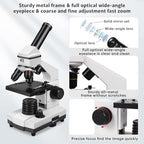 Microscope for Adults Professional:Compound Microscope for Kids 8-12,100X-2000X Kids Microscope Kit with Prepared Microscope Slides and Covers,Plant Stereo Microscopes for Kids Homeschool Lab