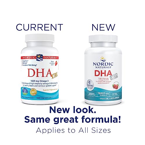 Nordic Naturals DHA Xtra, Strawberry - 90 Soft Gels - 1660 mg Omega-3 - High-Intensity DHA Formula for Brain& Nervous System Support - Non-GMO - 45 Servings