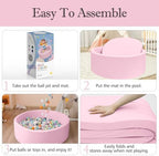 Ball Pit for Toddlers, 35.4"x 11.8" Foam Ball Pits, Indoor Soft Round Baby Playpen for Children, Ideal Gift for Toddlers, Pink, (Balls not Included)