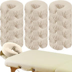 24 Pcs Face Cradle Covers for Massage Table Microfiber Reusable Soft Thicker Massage Table Head Rest Covers Bulk Oil Proof Headrest Cradle Sheets for Spa Beauty Salons (Beige)