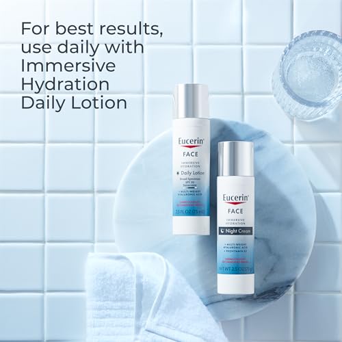 Eucerin Face Immersive Hydration Night Cream with Hyaluronic Acid and Provitamin B5, Ultra-Lightweight Face Moisturizer Smooths Fines Lines and Wrinkles, 2.5 Oz Bottle