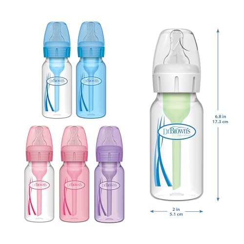 Dr. Brown's Anti-Colic Options+ Narrow Baby Bottle, Clear, 4 oz, 4-Pack