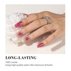 MelodySusie 30PCS Semi Cured Gel Nail Strips (Pink Glitter Flower), Works with Nail lamp, Salon Quality, Long Lasting, Easy to Apply and Remove, Includes 2 Prep Pads, Nail File and Wooden Stick