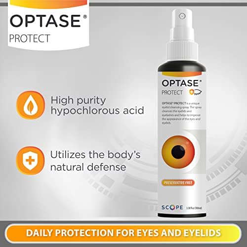 Optase Protect Eyelid Cleansing Spray - Hypochlorous Acid Spray for Daily Protection - pH Neutral, Suitable for All Ages - Hypochlorous Acid Eyelid Cleanser - 100 ml