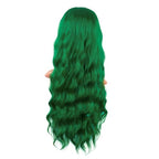 MapofBeauty 28 Inch/70 cm Long Wavy Middle Part with No Bangs Synthetic Fiber Curly Fashion Women Party Cosplay Wig (Grass Green)