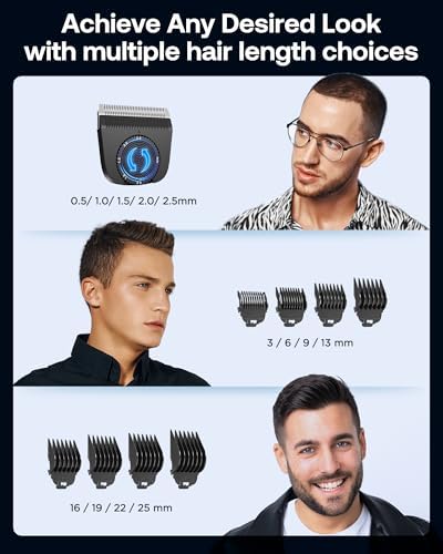 GLAKER Hair Clippers for Men - Cordless & Corded 2 in 1 Hair & Beard Trimmer with ABS Guards, Detachable Blades & Turbo Motor, Professional Haircutting Kits for Blending & Fade Cuts