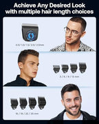 GLAKER Hair Clippers for Men - Cordless & Corded 2 in 1 Hair & Beard Trimmer with ABS Guards, Detachable Blades & Turbo Motor, Professional Haircutting Kits for Blending & Fade Cuts