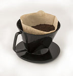 Fino Pour-Over Coffee Brewing Filter Cone, Number 1-Size, Black, Brews 1 to 2-Servings