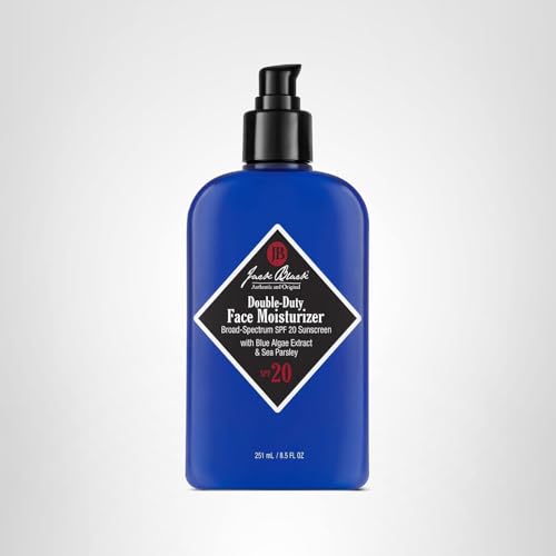 Jack Black Double-Duty Face Moisturizer, 8.5 Fl. Oz – SPF 20 Sun Protection, Long Lasting Hydrating Skincare, Lightweight Moisturizer, Men’s Facial Moisturizer