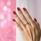 BTArtbox Press On Nails Red - Cat Eye Press On Nails Square for Gifts,Cherry Short Stick On Nails with Glue, Glossy Reusable Nail Tips in 15 Sizes - 30 Soft Gel Fake Nails Kit, Hot Love