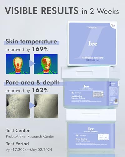 DERMAL Ice Cooling Toner Pad - Korean Soothing & Hydrating Toner Pads with Aloe Vera - After Suncare, Sunburn Relief, Redness Relief - Vegan Square Pads - High Capacity, 120 Pads