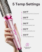 Wavytalk Pro Thermal Brush Set, Negative Ion Round Brush, Dual Voltage Heated Styler With 3 Sizes Detachable Brushes for Short and Long Hair One-Step Shiny Blowout Look, Pink