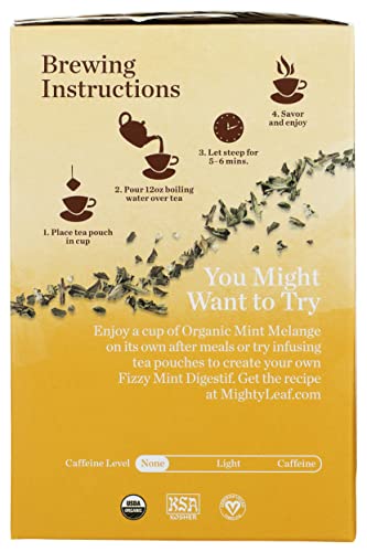Mighty Leaf Tea Organic Mint Melange Hand-Stitched Tea Bags, 15 ct
