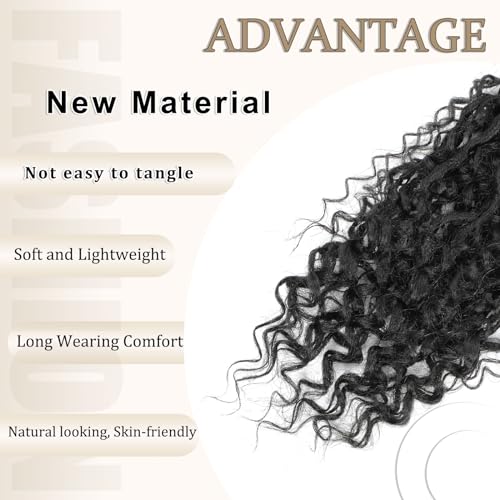 Goddess Locs Crochet Hair 18inch,9 Pakcs Boho Locs Crochet Hair,Faux Locs Crochet Hair for Black Women,Soft Locs With Curly Ends Pre Looped Crochet Braids(18inch(pack of 9),1B#)