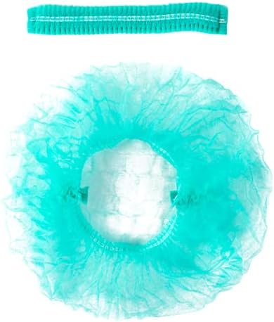 ProtectX 100-Pack Green Disposable Hair Nets, Elastic Head Cover, Bouffant Caps, Sanitation Head Cover for Food Service, Spa Men & Women - 21 inch