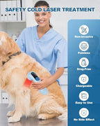 LLLT Cold Laser Therapy Device with Protective Magnetic Cover, 5*808nm & 10*650nm Human/Vet Handheld Infrared Red Light Therapy, Pet Dogs Treatment Device for Muscle Pain Relief & Improve Healing
