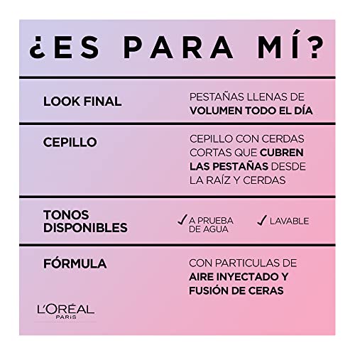 L’Oréal Paris Makeup Air Volume Mega Mascara, Lightweight & Long-lasting Volumizing Mascara for Voluminous Eyelashes, Waterproof Black, 0.3 Fl Oz