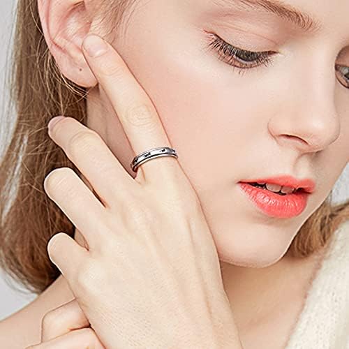 Ladytree Anxiety Relieve Rings 925 Sterling Silver Spinner Fidget Ring Worry Stress Relieving Boredom ADHD Autism Ring Platinum Plated Jewelry Birthday Gifts for Women Men