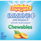 Emergen-C Immune+ Chewables 1000mg Vitamin C with Vitamin D Tablet, Immune Support Dietary Supplement for Immunity, Orange Blast Flavor - 42 Count