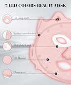 Red Light Therapy for Face, 7 Colors LED Face Mask Light Therapy At Home, Led Face Mask Light Therapy, Pink