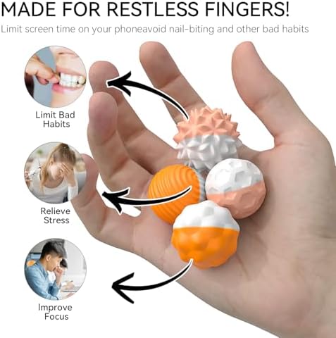 Magnetic Sensory Fidget Balls for Adults & Teens – 8PCS Silicone Textured Quiet Desk Toys for Anxiety Relief, Stress Relief Fidget Balls for Office, ADHD Focus Tools, Gifts for Coworkers or Friends