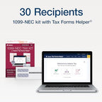 Adams 2024 1099 NEC Kit for 30 Recipients, 3 Part Laser 1099 Forms, 6 1096 Forms, Self Seal Envelopes & Access to Adams Tax Forms Helper (1009313)