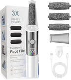 Electric Foot Callus Remover, Rechargeable Electronic Foot File Foot Scrubber Pedicure Kits, Professional Pedicure Tools Smooth Pedicure Wand, Foot Care for Dead Skin Ideal Gift, 3 Rollers,3 Speeds