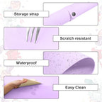 Nail Art Table Mat,Foldable Nail Arm Rest Pad for Nails,Soft Microfiber PU Leather Nail Mat for Table,Waterproof Manicure Pad,Nail Table Pad for Nail Technician Salon Home-Purple