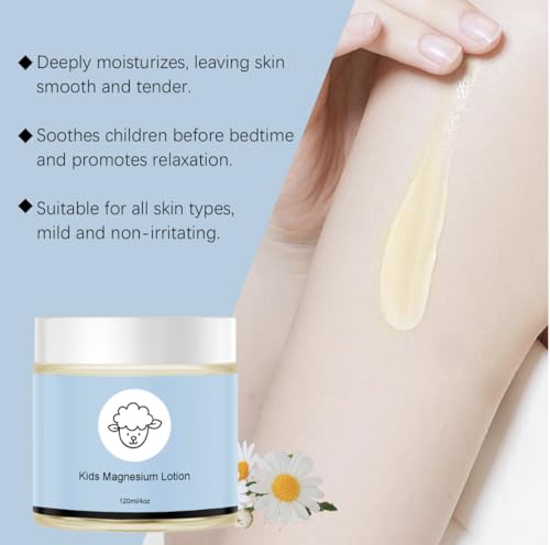 Magnesium Lotion for Kids, for external use only, helps children keep calm before sleep and at night, and children's relaxation formula 4 oz
