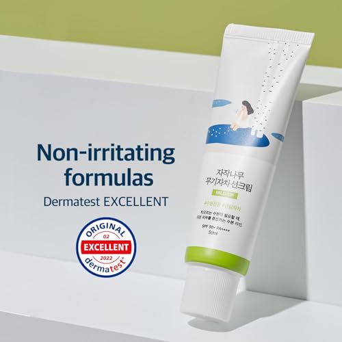 ROUND LAB Birch Juice Mild-up Sunscreen UV LOCK 1.69 Fl Oz SPF 50+ broad spectrum, Mineral Zinc Oxide Sunscreen for Sensitive Skin, Control Oil and Sebum, Ocean Friendly-Reef Safe, Korean Sunscreen