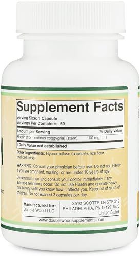 Fisetin Supplement - 100mg of Bioactive Flavnonols, 60 Count (Bioflavonoid Polyphenols Supplement Similar to Apigenin, Luteolin, and Quercetin) Aging Support Senolytic by Double Wood (Pack of 2)