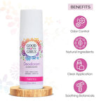 Good for You Girls Aluminum-Free, Natural & Vegan Deodorant for Kids, Preteens, Teens, Safe & Effective Odor Protection, Clear Roll-On, Natural Fragrance | Soft Powder, 3 oz (Pack of 2)