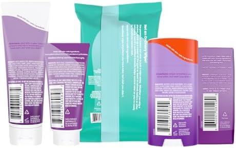Lume Skin Care Gift Set for Women, Whole Body Deodorant Starter Pack - Smooth Solid Stick, Invisible Cream Tube, Acidified Body Wash Mini & Deodorant Wipes - Aluminum Free Odor Control (Lavender Sage)