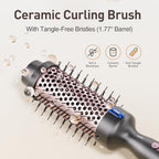 Thermal Brush, Hot Hair Curling Iron 1.77 Inch Thermal Round Hair Curling Brush with 2 Temp Settings, Universal Voltage, Tourmaline Ceramic, Negative Ion Technology, New Update Rose Gold