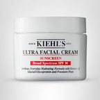Kiehl's Ultra Facial Cream with SPF 30, Lightweight Daily Moisturizer for All Skin Types, 24-hour Hydration, UV Sunscreen Protection, Non-greasy, Absorbs Quickly, with Glacial Glycoprotein - 1.7 fl oz