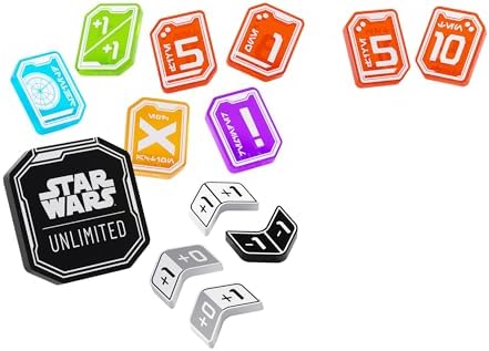 Gamegenic Star Wars: Unlimited Premium Tokens PRO - Enrich Gameplay with Acrylic Double-Sided Token Set, 55 Pieces Including Damage, Shield, and Modifier Counters