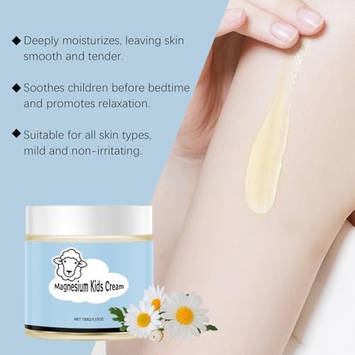 Magnesium Lotion for Kids,Magnesium Cream,Gentle Natural Calming Cream for Restful Sleep,Relaxation,Sensitive Skin Support,Recharge & Restore with Pure Magnesium Cream,Adults and children can use it