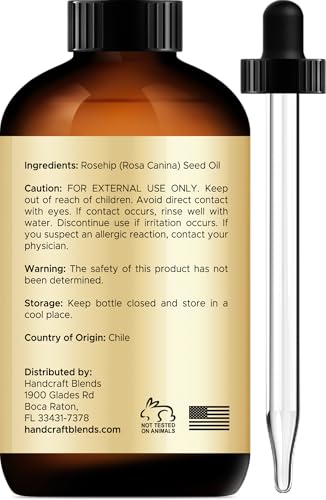 Handcraft Blends Rosehip Oil - 4 Fl Oz - 100% Pure and Natural - Premium Grade Oil for Face, Skin and Hair - Protect and Nourish - Carrier Oil