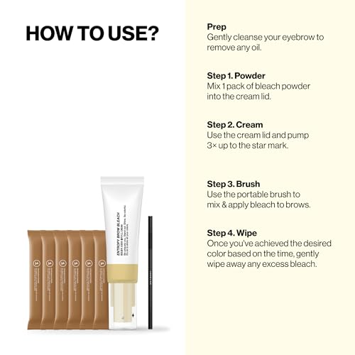 ENTROPY Makeup Brow Bleach Kit, Gentle & Effective Eyebrow Lightening for All Brow Types, Quick 5-Minute Application, DIY Salon-Quality Results at Home, 6 Applications
