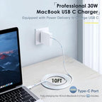 Mac Book Pro Charger - USB C Charger Fast Charger Power Adapter for USB C Port MacBook Pro/MacBook Air 16 15 14 13 inch, New iPad Pro and All USB C Device, Included 10FT Long USB C to C Charger Cable