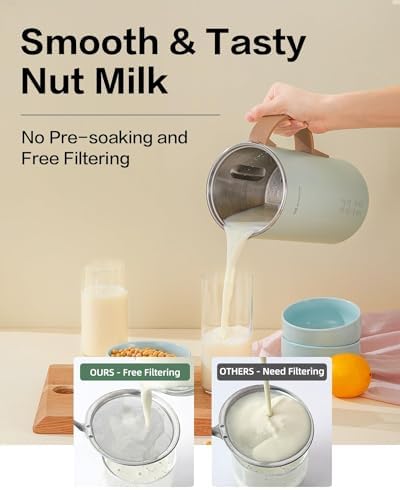 Automatic Nut Milk Maker, 20 oz Soy Milk Maker, Homemade Almond, Oat, Coconut, Soy, Plant-Based Milk and Dairy Free Beverages, Almond Milk Maker with Delay Start/Boild Water/Self Clean - Green