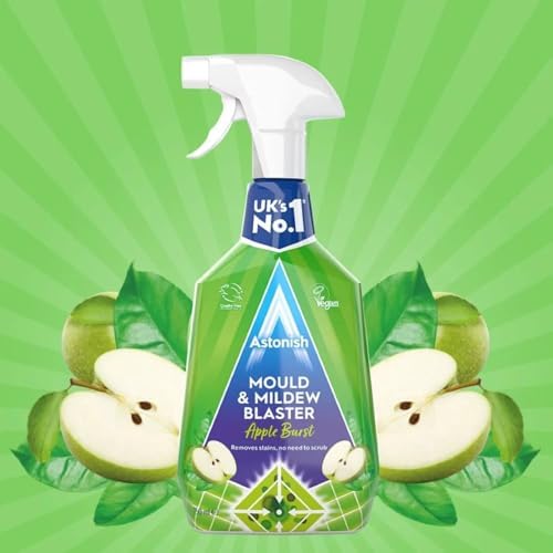 Astonish Apple Burst Household Cleaner - Shower Curtain, Shower Door, Bathroom Tiles - Hard Water Stains, Rust & Calcium Bathroom Cleaner - No Scrub, Cruelty Free Cleaning Supplies, 750ml Spray Bottle