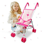 Anivia Baby Doll Collection Doll Stroller Heart Design Gifts for Toddlers and Girls Foldable Doll Stroller