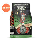 Bones Coffee Company Decaf Highland Grog Flavored Coffee Beans, Whole Bean Coffee Medium Roast Low Acid Decaffeinated, Butterscotch Caramel Flavor (12 oz)