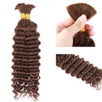 Human Braiding Hair Deep Wave Bulk Human Hair for Braiding 100g Bundle No Weft Curly Braiding Hair Extensions Brown Color for Boho Braids Water Curly Human Hair Braiding Hair (4#, 16 Inch-100G)